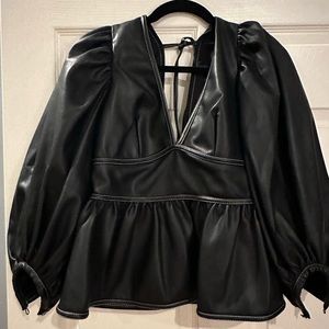STAUD Never-worn, with tag, Vegan Leather Top, Black, Size 6